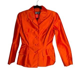 NWOT PATRICIA RHODES IRIDESCENT SILK TAFFETA BLAZER JACKET LINED BEADED DETAIL S